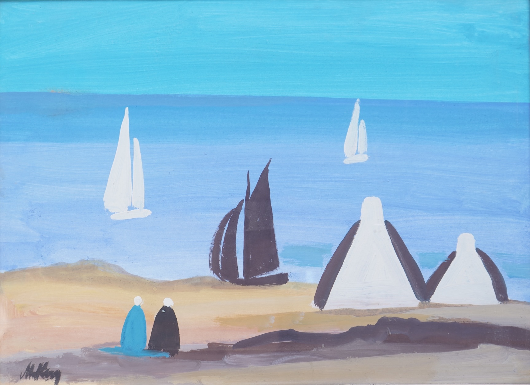 Markey Robinson, Irish (1918-1999), Figures watching boats from the shore